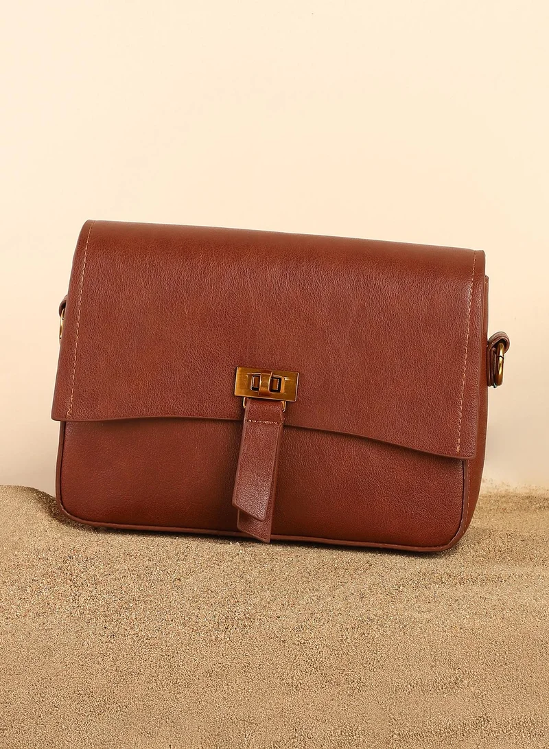 Turn-Lock Flap Shoulder Bag