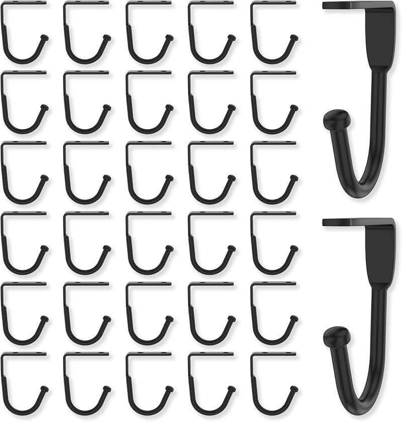 Black 32 Pcs Under Shelf Cup Hooks Multipurpose Iron Mug Hooks For Utensils Towels - Image 1
