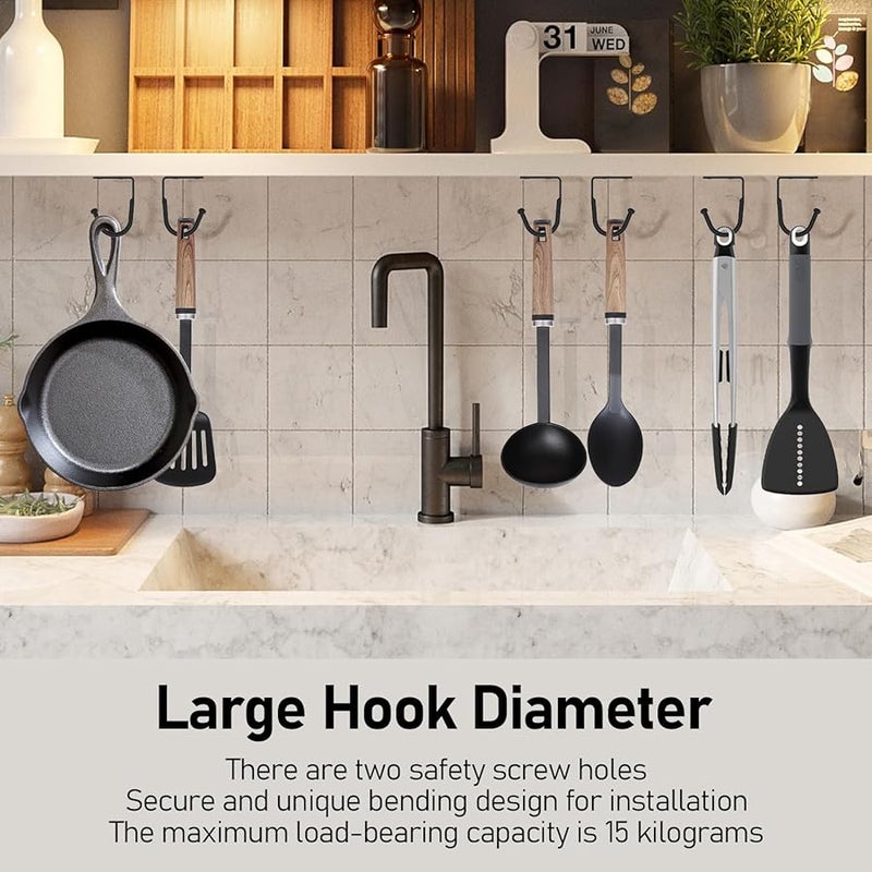 Black 32 Pcs Under Shelf Cup Hooks Multipurpose Iron Mug Hooks For Utensils Towels - Image 3