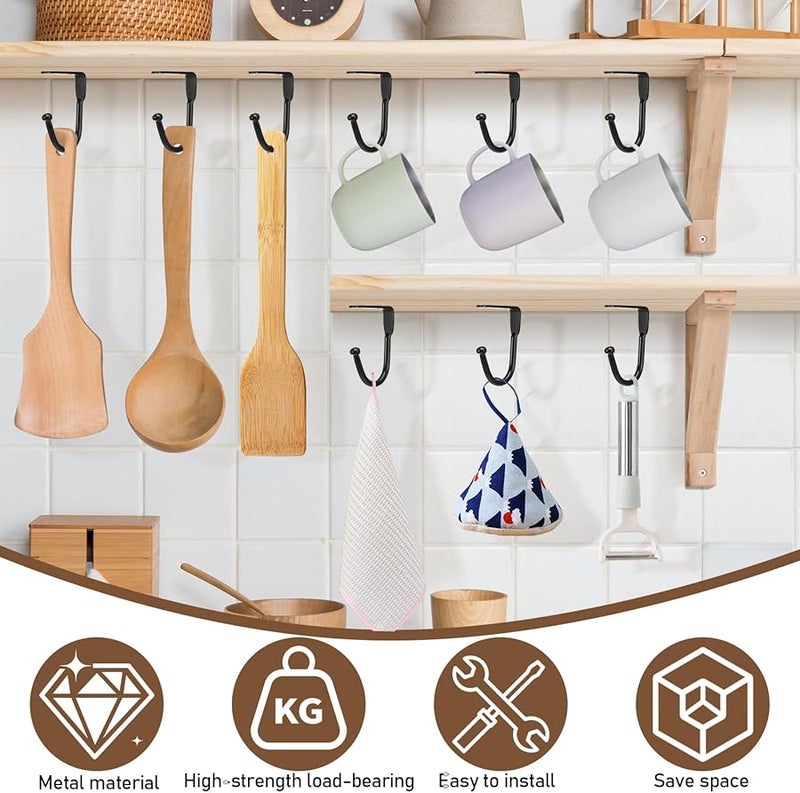 Black 32 Pcs Under Shelf Cup Hooks Multipurpose Iron Mug Hooks For Utensils Towels - Image 5