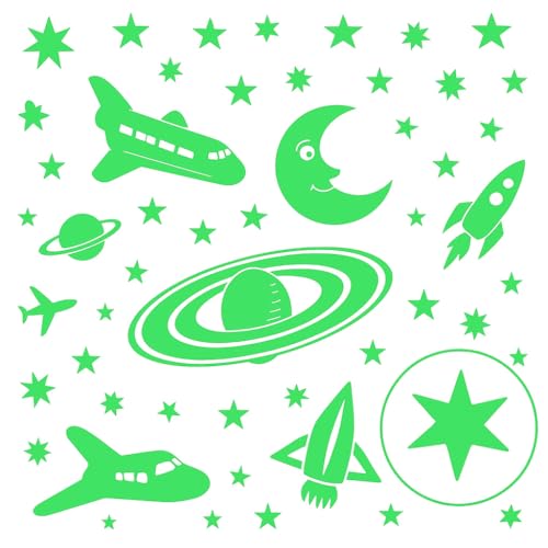 DreamKraft Glow in The Dark Stars with Moon Radium Wall Stickers (Green) Self-Adhesive Redium Wall Sticker for Home Festive Gifting, Housewarming Decoration and Gift Purpose - Image 2