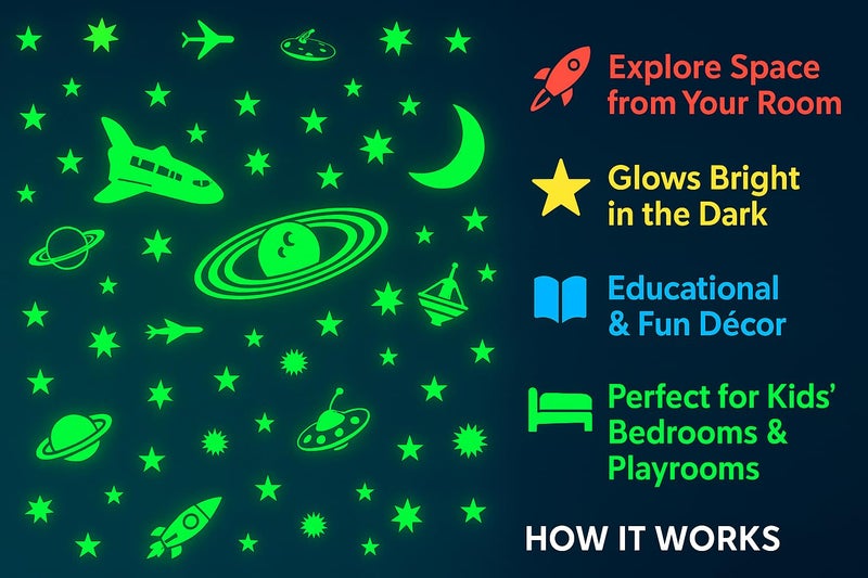 DreamKraft Glow in The Dark Stars with Moon Radium Wall Stickers (Green) Self-Adhesive Redium Wall Sticker for Home Festive Gifting, Housewarming Decoration and Gift Purpose - Image 4