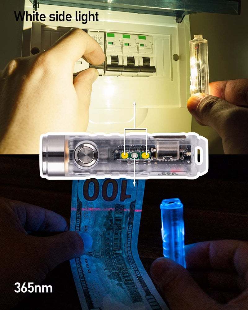 RovyVon G4 Aurora A8 USB-C LED Keychain Flashlight, Momentary On, Lock Mode, Max 650 High Lumen Super Bright with EDC Mini Size, USB-C Rechargeable,8 Modes,Gift for Checking,Reading(365nm/White) - Image 2