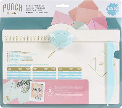 We R Memory Keepers, Envelope Punch Board Kit, Includes 1 6.75" x 10.5" Score Board, Two-Way Envelope Punch, Bone Folder, and Measurement Chart, Create Home Made Envelopes and Invitations - Image 1