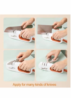 Excefore Kitchen Knife Sharpener, 4 in 1 Multifunctional Home Manual Knife Accessories 3-stage for Knives and Scissors (Blue)  - Image 5
