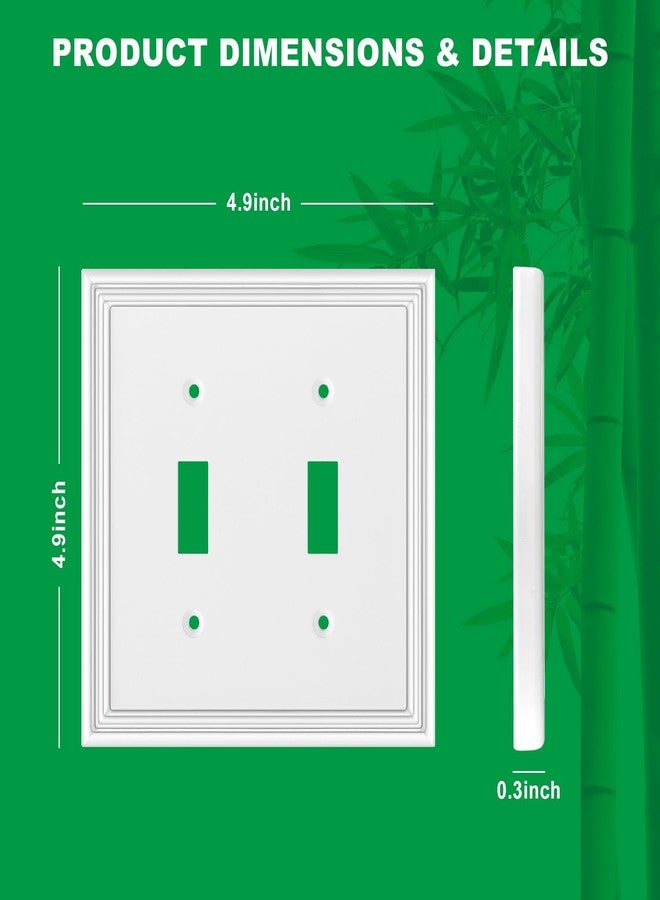 OKAYZIP WIAIWUWU White Decorative Double Toggle Light Switch Covers Wall Plate, Natural Bamboo Fiber Material Switch Plate Covers - Modern Style (2 Gang Toggle 2 Pack) - Image 3