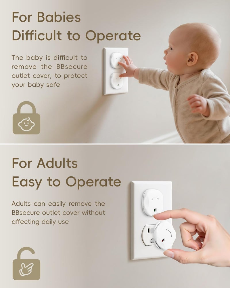 BBsecure Outlet Covers Baby Proofing, 40 Pack Plug Covers for Electrical Outlets, Outlet Plug Covers to Prevent Power Shock Safety, for US 3-Prong, Plug Protectors for Home, Office, White - Image 4