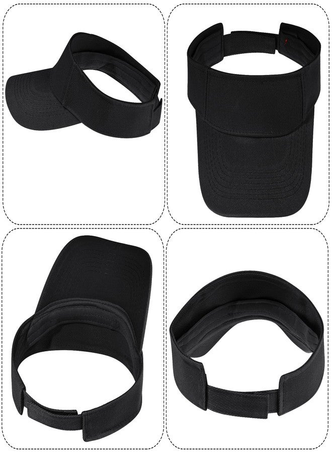 Dxhycc 2 Pack Kids Sun Visor Hats for Girls Boys, Adjustable Cotton Summer Tennis Golf Visor Hat Sports Sun Caps Black, White - Image 4