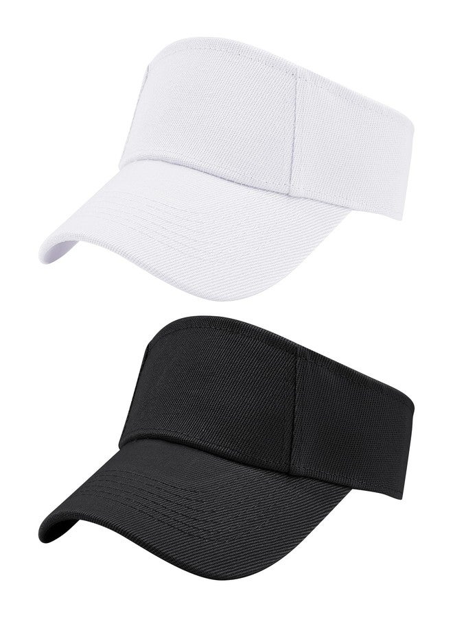 Dxhycc 2 Pack Kids Sun Visor Hats for Girls Boys, Adjustable Cotton Summer Tennis Golf Visor Hat Sports Sun Caps Black, White - Image 1