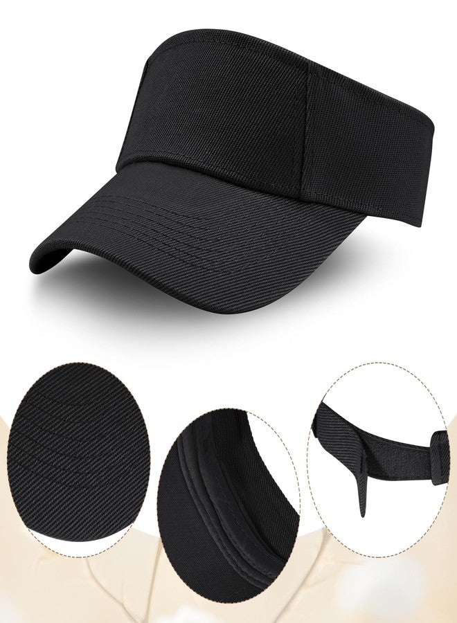 Dxhycc 2 Pack Kids Sun Visor Hats for Girls Boys, Adjustable Cotton Summer Tennis Golf Visor Hat Sports Sun Caps Black, White - Image 3
