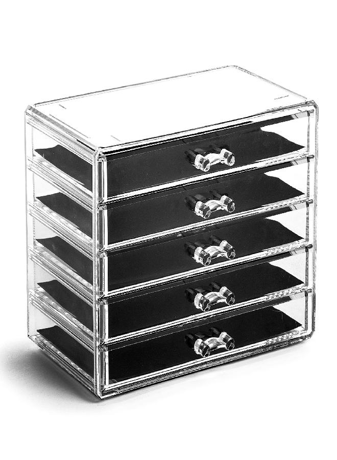 BINO BINO THE MANHATTAN SERIES Acrylic Makeup Drawer Organizer- 5 Drawers | Clear Beauty Organizers and Storage| Cosmetic & Makeup Drawer| Home Organization| Jewelry & Vanity Accessories Drawers  - Image 2