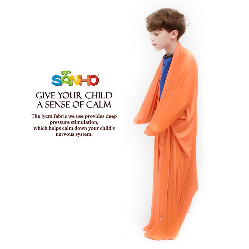SANHO Dynamic Movement Sensory body Sock,Medium,Good for Height:41"-51",For Autistic & Sensory Processing Disorders,Updated Version,Orange. - Image 2