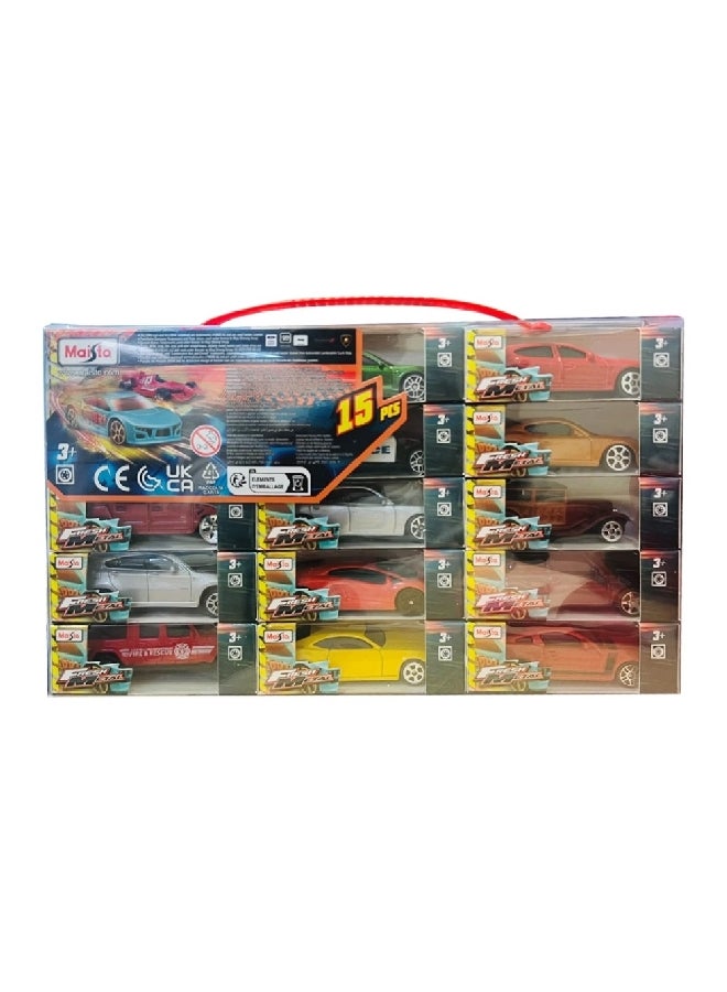 Maisto 15-Piece Fresh Metal Die Cast Car Set in Plastic Blister Bag Assorted Color 3 x 4 x 8 cm MDC12292  - Image 2