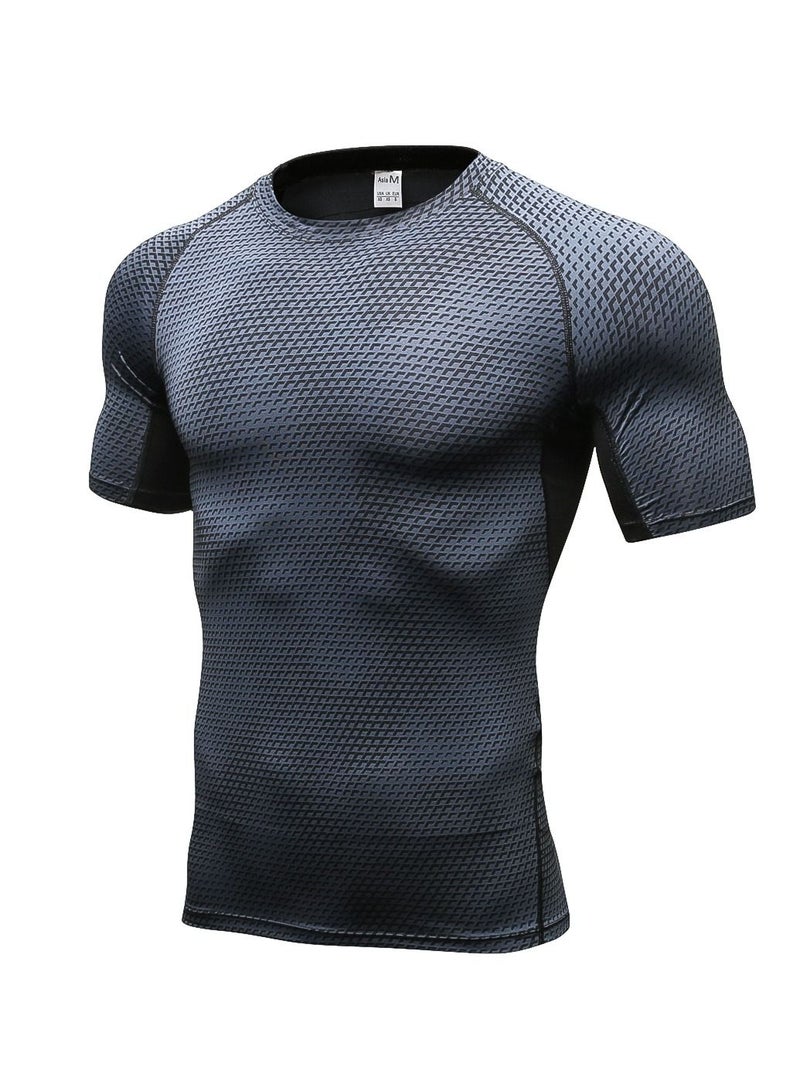 NIBEMINENT Men Quick Dry Breathable Elastic T-Shirt Black - Image 1