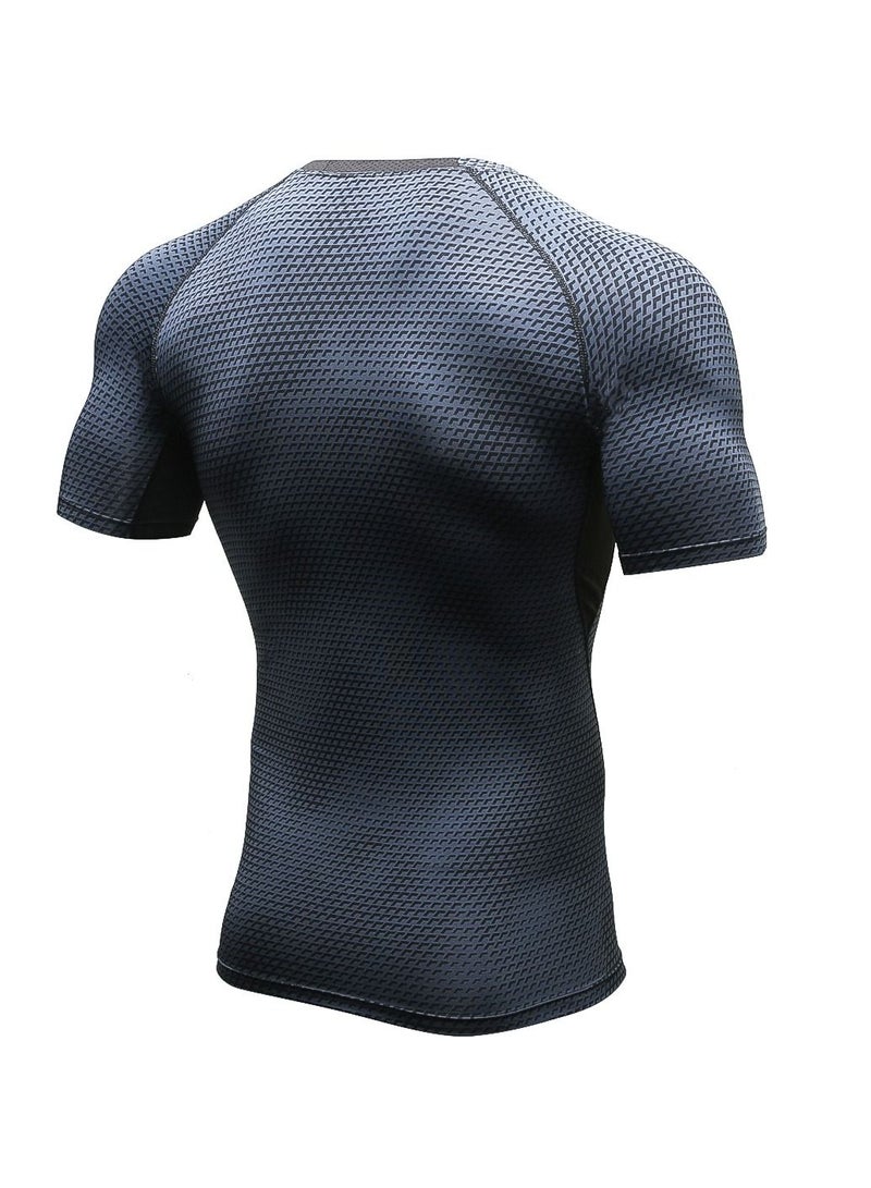 NIBEMINENT Men Quick Dry Breathable Elastic T-Shirt Black - Image 2