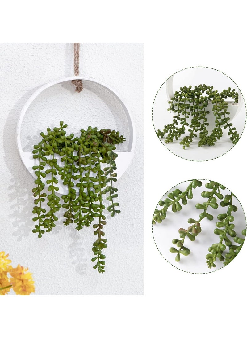 Y&D 2pcs Artificial Hanging Succulent Plants, Fake String of Pearls in Pot with Lanyard Boho Wall Decor for Bathroom Living Room Home Indoor Outdoor Decorations, White - Image 3