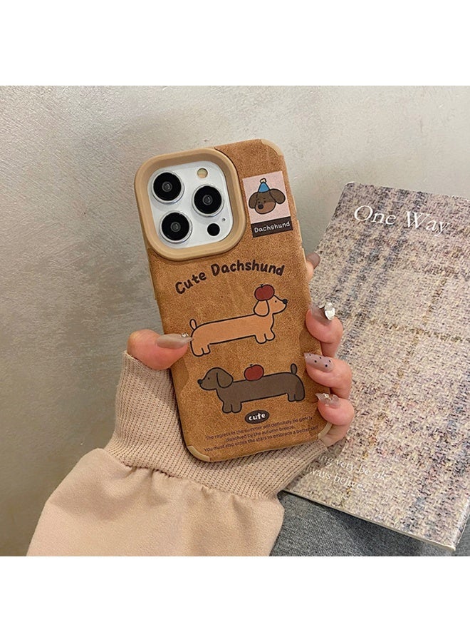 NIBEMINENT Protective TPU Case Cover For iPhone 16 Pro Max, Two Apple Sausage Dogs