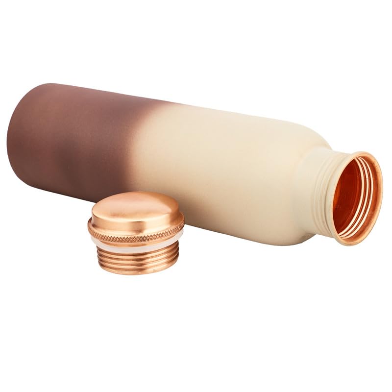 TAMBRA Tambra Pure Copper Water Bottle 950 ML Jointless Leakproof Double Printed Design Ayurvedic Benefits with Antioxidant Properties Best Gifts for Family and Friends Cream Brown  - Image 3