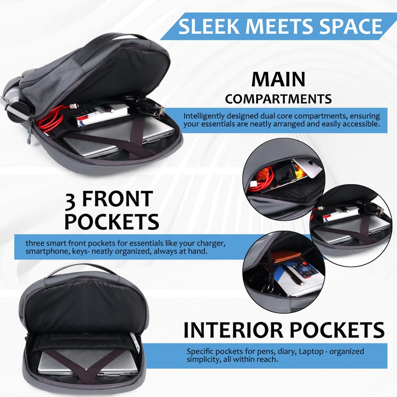 HOT SHOT BAGS PHANTOM_1422 28L|LAPTOP BAG|SPECS,CARD&KEY HOLDER|USB CHARGING PORT|TROLLEY SLEEVE|15.6 INCH|OFFICE BACKPACK |COLLEGE BACKPACK|TABLET SLEEVE|WATER RESISTANT|LAPTOP BACKPACK FOR MEN, - Image 5