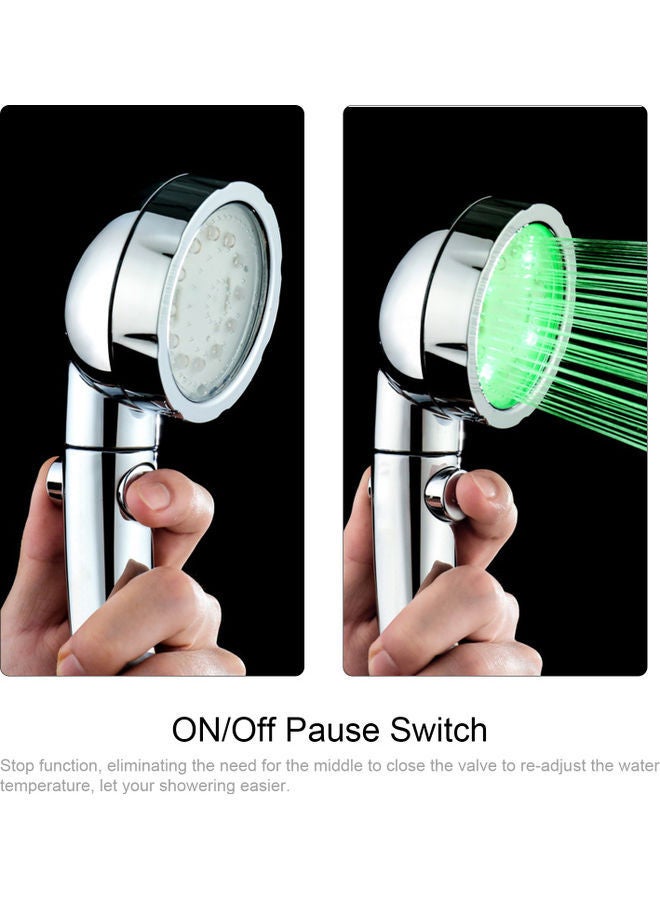 NIBEMINENT Automatically Changing Water Saving High Pressure Handheld Showerhead G1/2 Bath Shower Head Replacement Silver 24.00 x 10.00 10.00cm - Image 3