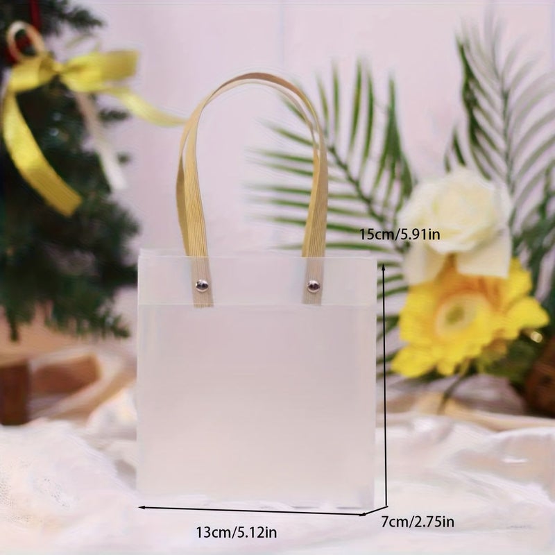 16pcs Transparent Frosted Gift Bag Set With 4 Gift Bags 4 Ribbons 4 Raffia And 4 Thank You Hangtags For Wedding Birthday And Party Packaging - Image 3
