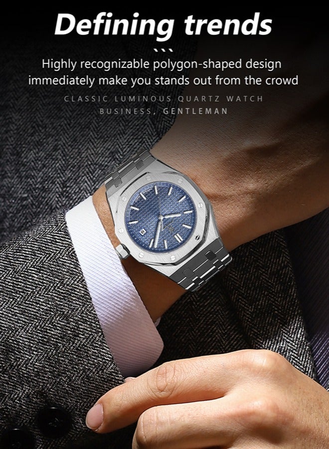 POEDAGAR ساعات للرجال ساعة فاخرة من الفولاذ المقاوم للصدأ ساعة كوارتز مقاومة للماء - Image 2