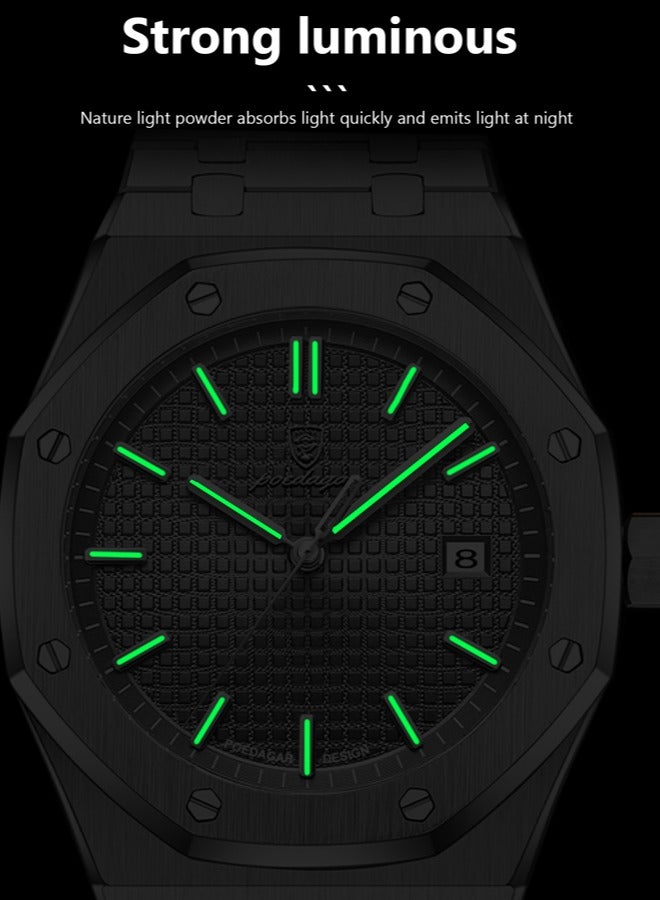 POEDAGAR ساعات للرجال ساعة فاخرة من الفولاذ المقاوم للصدأ ساعة كوارتز مقاومة للماء - Image 3