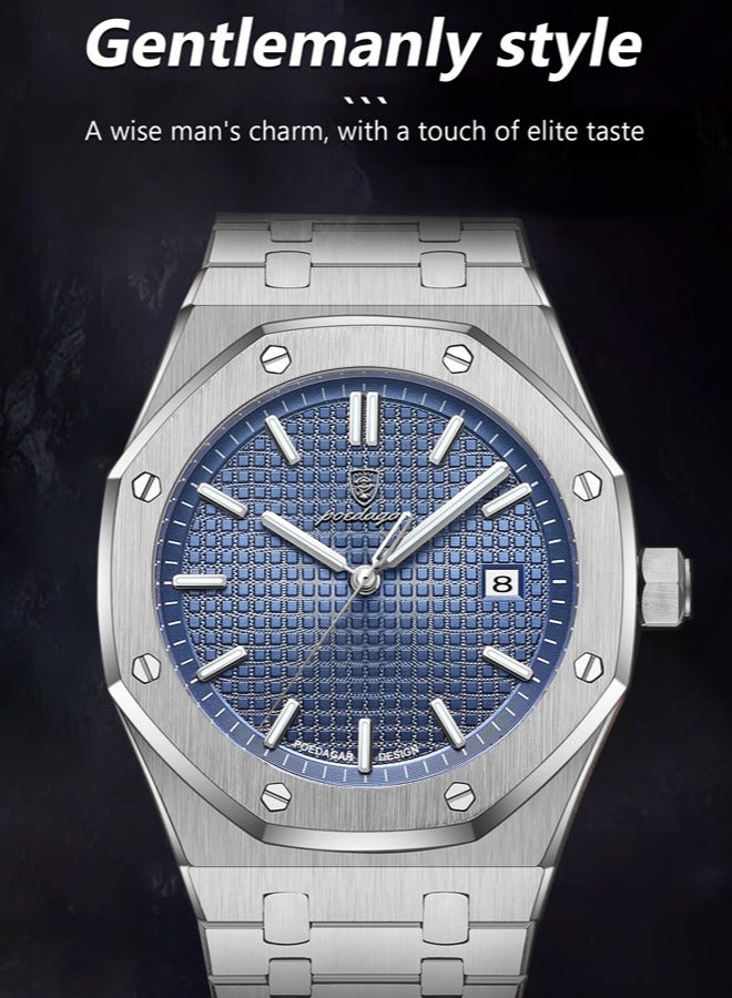 POEDAGAR ساعات للرجال ساعة فاخرة من الفولاذ المقاوم للصدأ ساعة كوارتز مقاومة للماء - Image 4