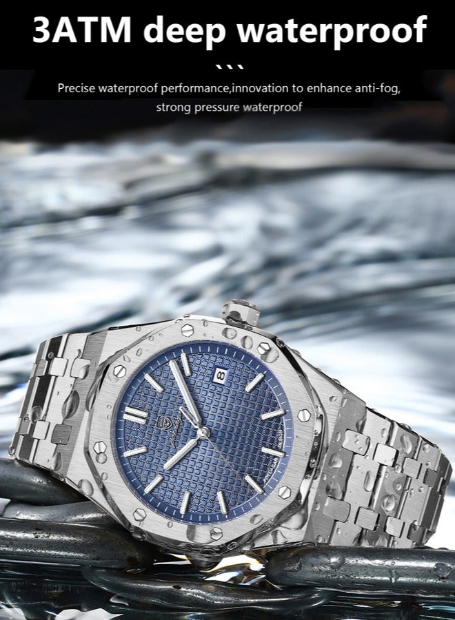 POEDAGAR ساعات للرجال ساعة فاخرة من الفولاذ المقاوم للصدأ ساعة كوارتز مقاومة للماء - Image 5