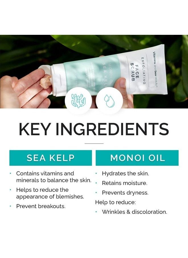 Vitamins and Sea beauty - Vitamins and Sea Beauty, Hydrating Exfoliating Face Cleansing Wash Scrub, Deep Pore Cleanser with Monoi Oil and Sea Kelp Seaweed Skincare, 5.1 Fl Oz - Image 1