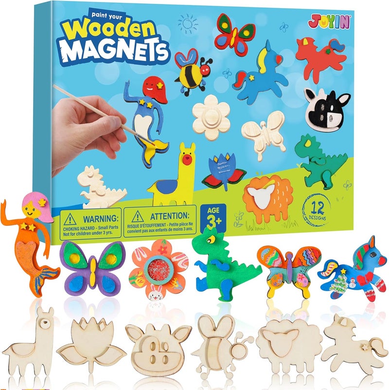 JOYIN Wooden Magnets, Spring Arts & Crafts for Boys and Girls Ages 4+, Childrens Painting Craft Activities Kit, Craft Toys Gifts for 4, 5, 6, 7, 8, 9, 10, 11 & 12 Year Old Kids - Image 1