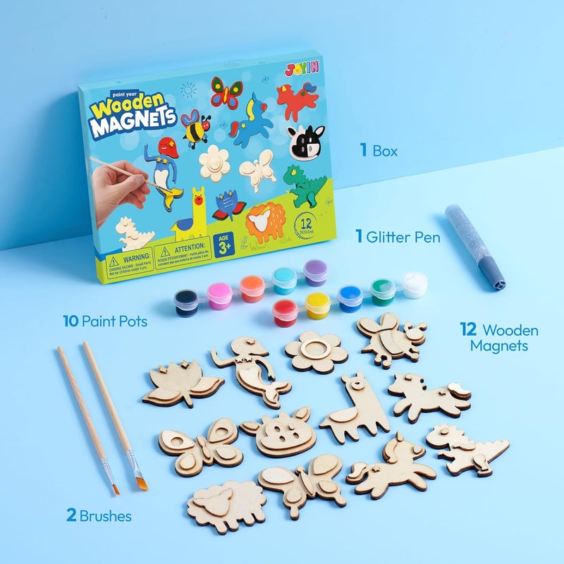 JOYIN Wooden Magnets, Spring Arts & Crafts for Boys and Girls Ages 4+, Childrens Painting Craft Activities Kit, Craft Toys Gifts for 4, 5, 6, 7, 8, 9, 10, 11 & 12 Year Old Kids - Image 2