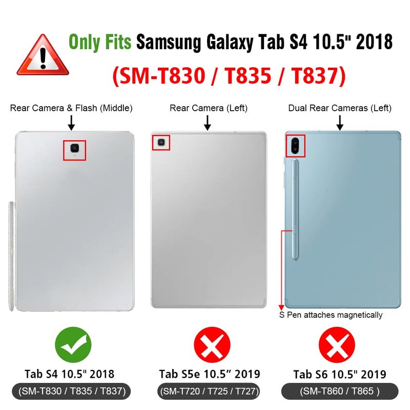 Fintie Slim Case for Samsung Galaxy Tab S4 10.5 2018 with S Pen Holder, Ultra Thin Tri-Fold Stand Cover with Auto Sleep/Wake for Samsung Tab S4 10.5 Inch Tablet SM-T830/T835/T837, Galaxy - Image 2