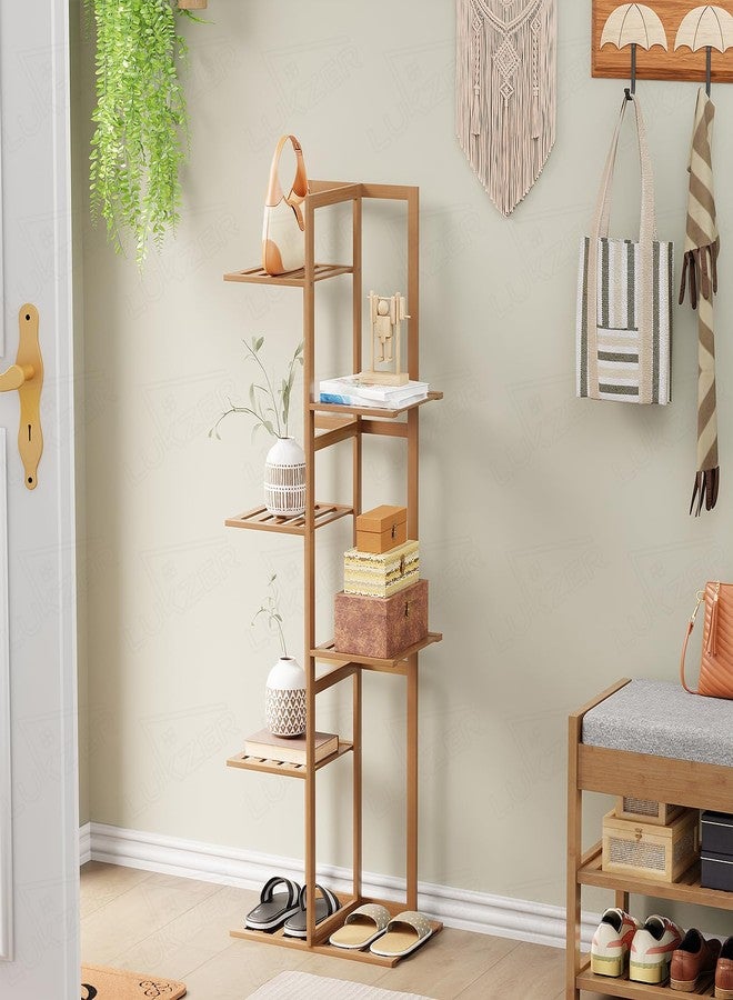 Lukzer 5-Tier Bamboo Plant Stand | Indoor Outdoor Tiered Plant Shelf Organizer | Vertical Flower Pot Display Rack for Living Room, Balcony, Patio, Garden, Herbs, Decore CH-384 - Image 2
