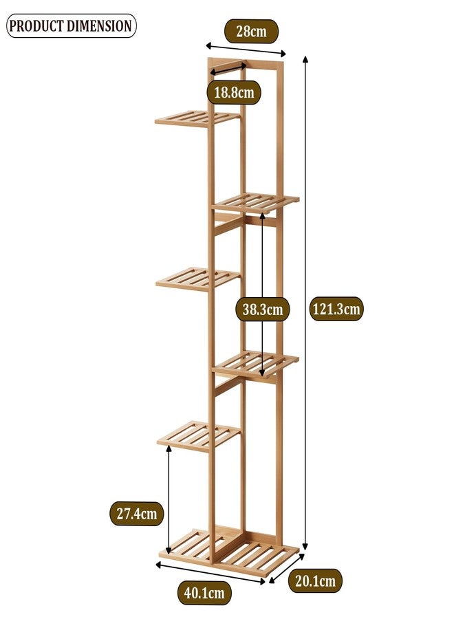 Lukzer 5-Tier Bamboo Plant Stand | Indoor Outdoor Tiered Plant Shelf Organizer | Vertical Flower Pot Display Rack for Living Room, Balcony, Patio, Garden, Herbs, Decore CH-384 - Image 3