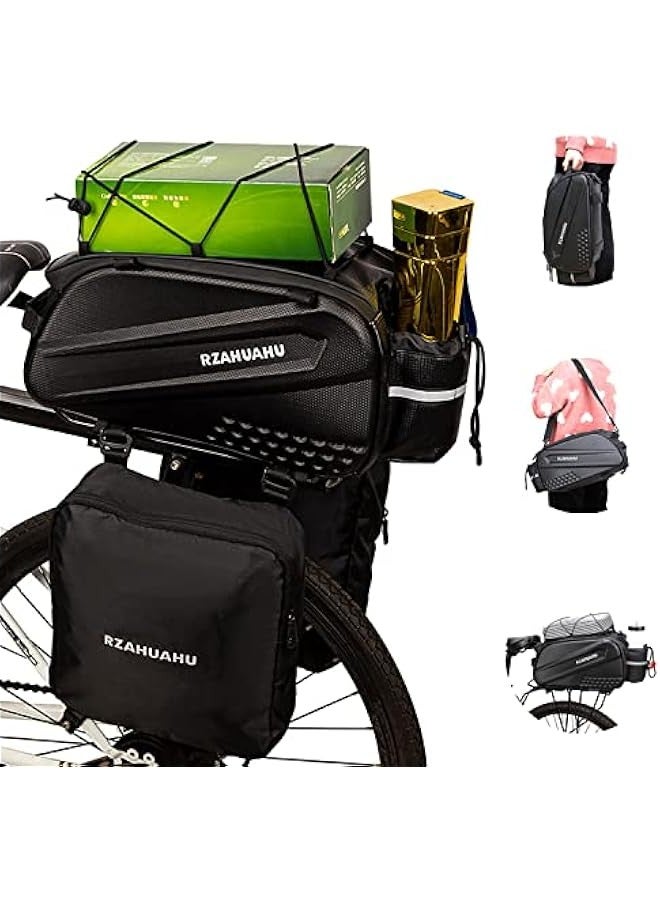Generic Bike Rear Rack Bag Bicycle 3 in 1 Expandable Luggage Trunk Bag 18L Storage Pannier Cargo Rack Bag Waterproof Travel Accessories for Cycling  - Image 1
