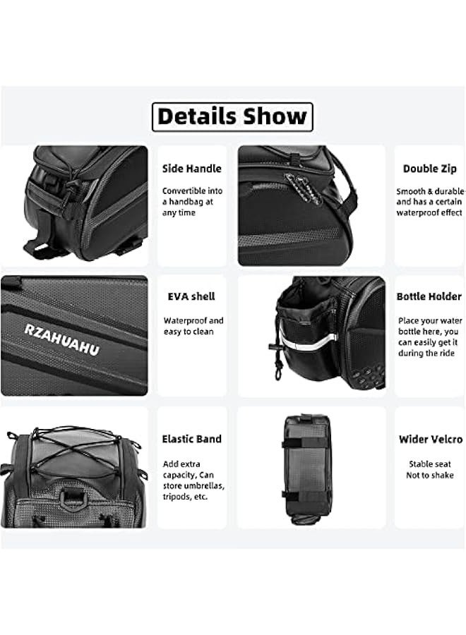 Generic Bike Rear Rack Bag Bicycle 3 in 1 Expandable Luggage Trunk Bag 18L Storage Pannier Cargo Rack Bag Waterproof Travel Accessories for Cycling  - Image 3