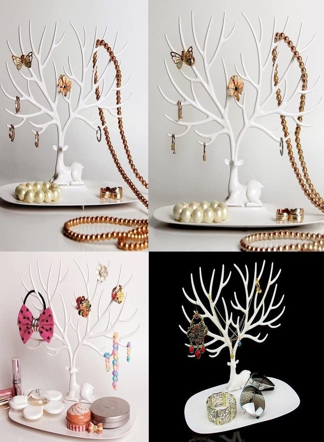 Hidak Antique Tree Stand Jewelry Display Ring Necklace Earring Bracelet Holder Organizer Rack Tower And Tray at the Bottom is Great for Wallet, Phone, Pen, Cosmetics - Image 3