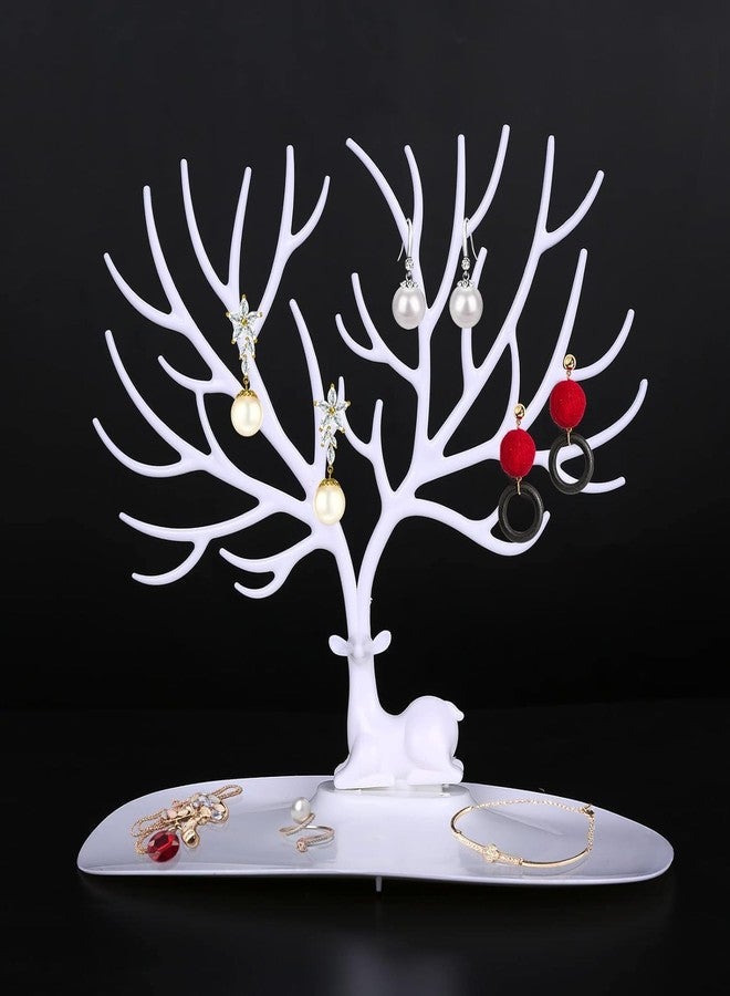 Hidak Antique Tree Stand Jewelry Display Ring Necklace Earring Bracelet Holder Organizer Rack Tower And Tray at the Bottom is Great for Wallet, Phone, Pen, Cosmetics - Image 2