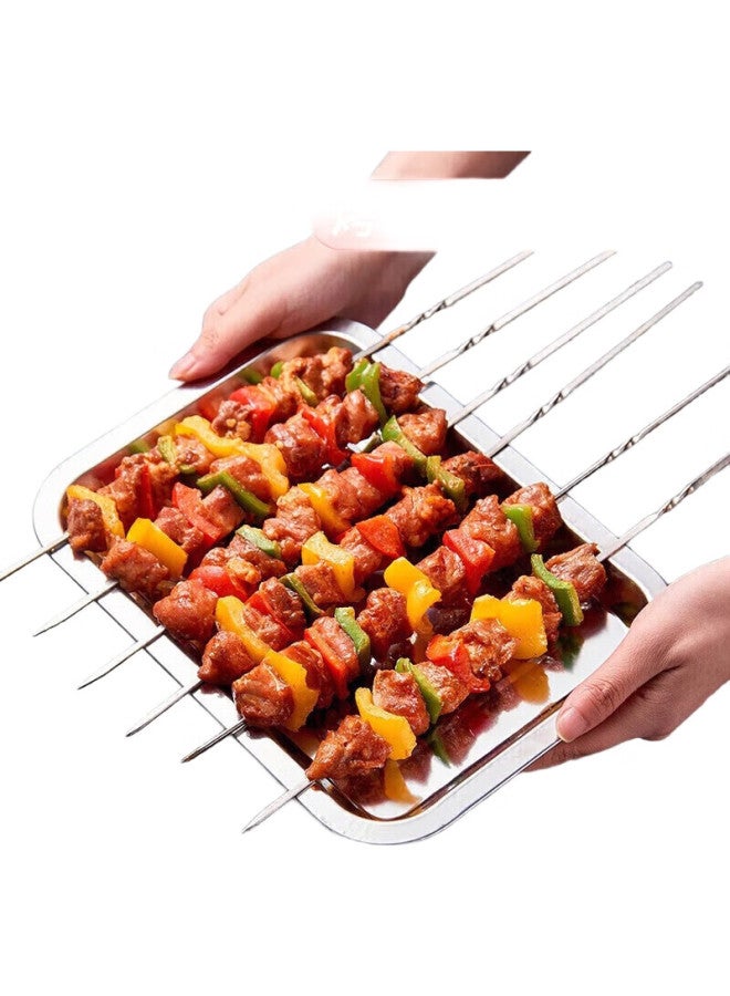 Suncojia Stainless Steel Tray, Barbecue Grill Pan, Serving Tray, Dinner Plate, Oven Baking Tray, Barbecue Tool Accessory, Set Of Four - Image 2