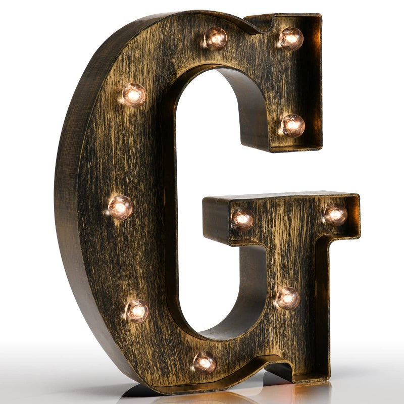 Vintage Light Up Marquee Letters with Lights  Illuminated Industrial Style Lighted Alphabet Letter Signs  Coffee Bar Apartment Bedroom Wall Home Initials Decor  G