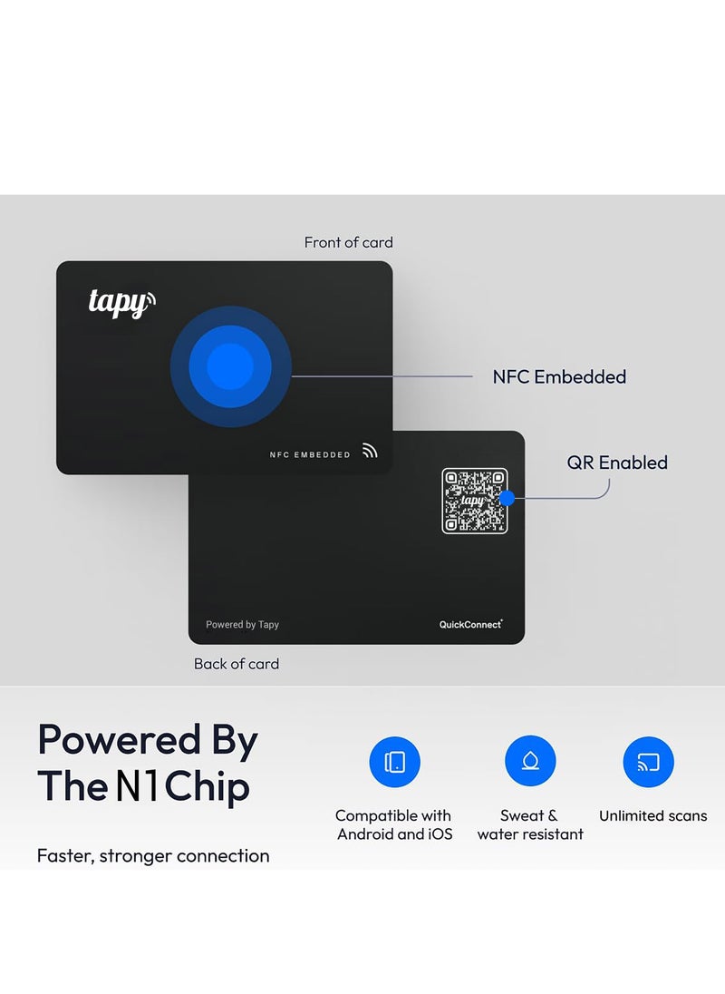 Tapy NFC Digital Business Card Premium sapele wood Smart Card Instant Networking Contactless Technology iOS and Android Compatible Powered by Microsoft