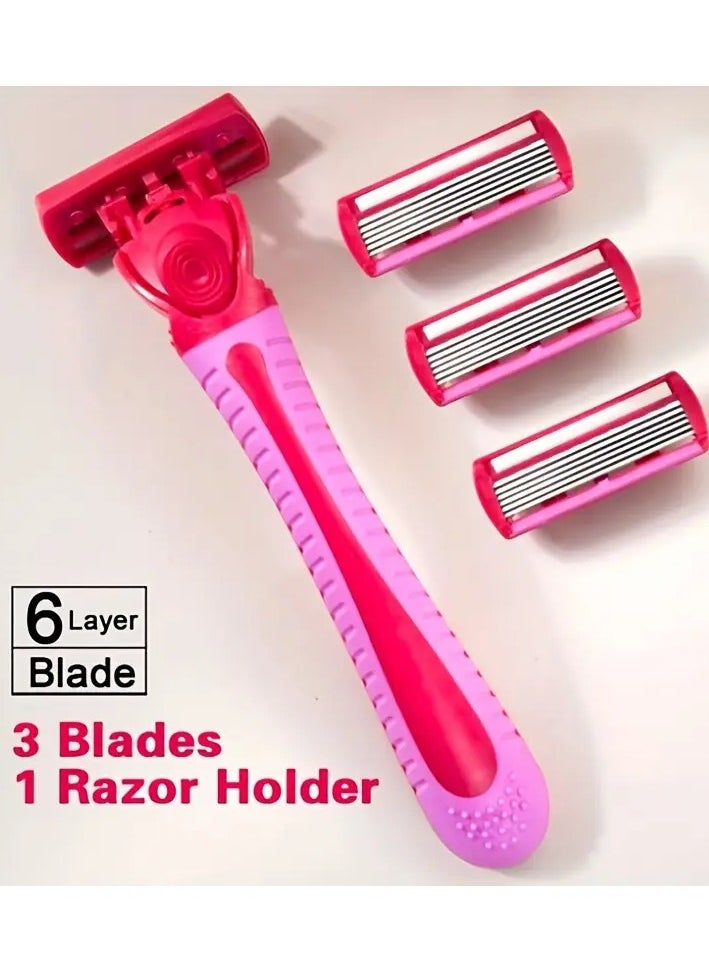 LANGMANNI Hypoallergenic 6-Layer Stainless Steel Women's Razor - Manual Safety Shaver for Underarms, Beard & Mustache Removal  - Image 1