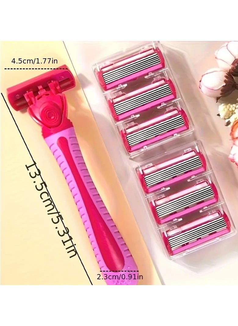 LANGMANNI Hypoallergenic 6-Layer Stainless Steel Women's Razor - Manual Safety Shaver for Underarms, Beard & Mustache Removal  - Image 3