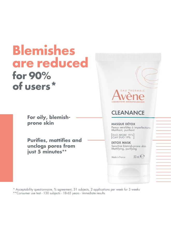 Avene Cleanance Detox Mask 50ml – Purifying Clay Treatment for Oily Acne-Prone Skin, Kaolin And Perlite, Mattifying And Pore-Refining for Shine And Blackhead Relief 50ml 50ml - Image 2