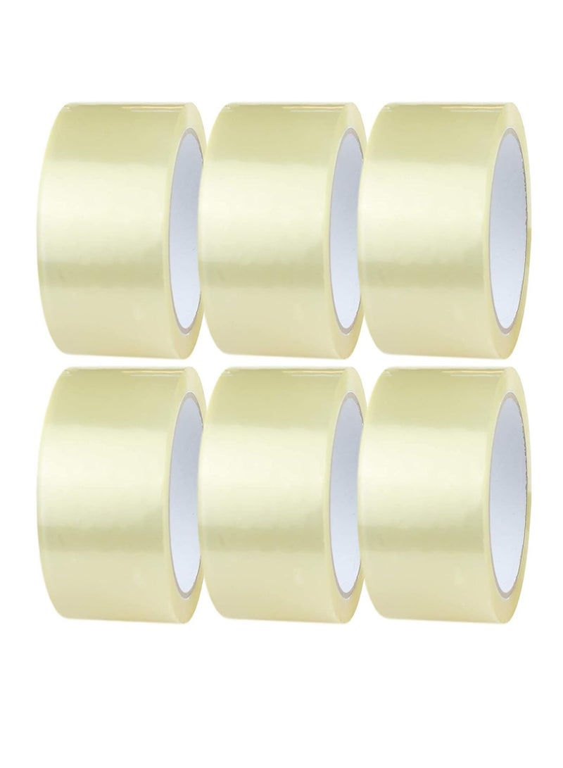 مازكو شريط تغليف شفاف قوي 2 بوصة × 100 ياردة – شريط BOPP لاصق للتغليف الثقيل لنقل الصناديق، الشحن، صناديق الطرود، الأكياس البريدية، الكرتون، المستلزمات المكتبية واللوازم المخزنية (عبوة 6 بكرات) - Image 1