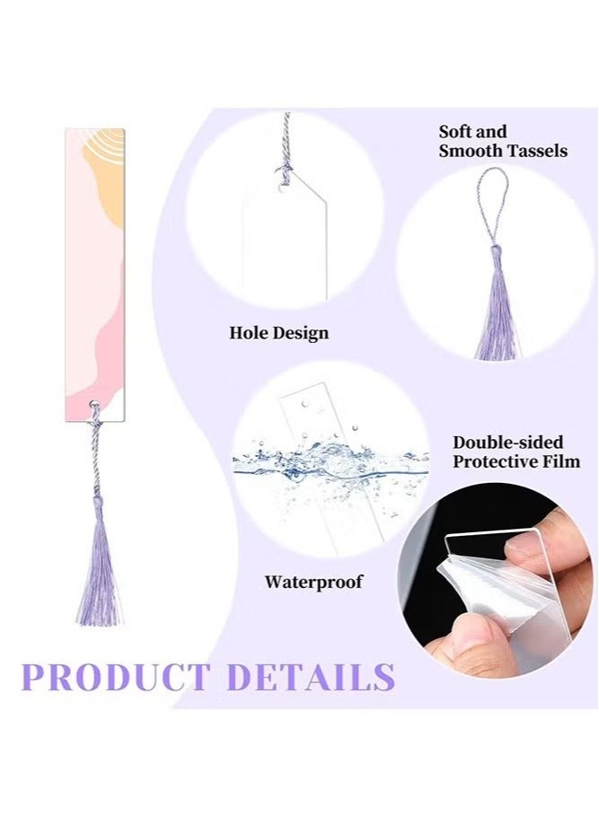 73-Piece Acrylic Bookmarks Blanks with 3 Shapes and Colorful Tassels Sublimation DIY Book Markers for Women Teacher Kids Book Lovers - Image 3