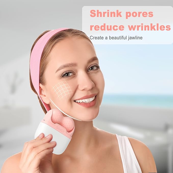 Leeshine Ice Roller for Face and Eyes Facial Skin Care Tools with 2 in 1 Face Roller and Travel Case Self Care Gift for Men Women Pink - Image 3