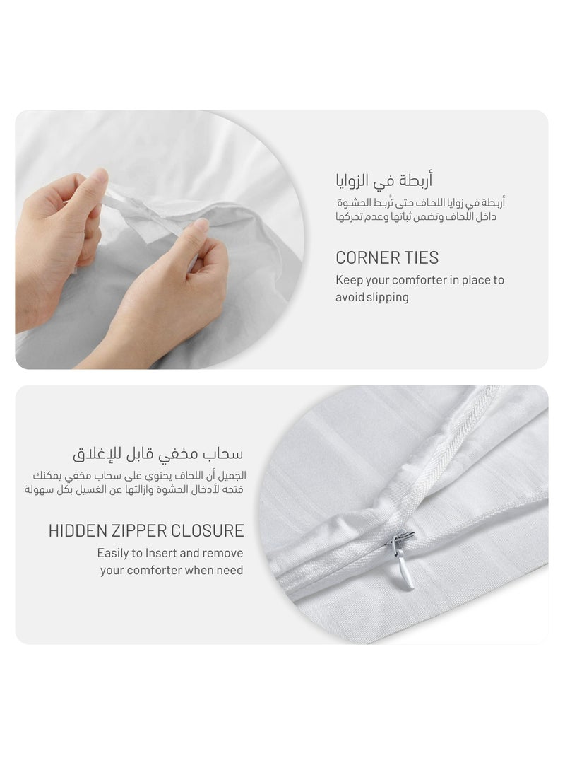 Donetella 6-Piece Cotton Duvet Cover Set Without Filler, 300 Thread Count Pure Cotton Fabric, King Size, 260x240 cm, Grey  - Image 4