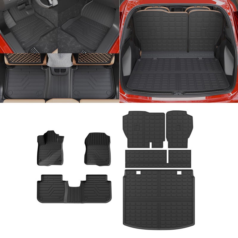 Thinzyou Floor Mats Compatible with 2023 2024 2025 2026 Honda CRV Include Hybrid Trunk Mat Cargo Liner All Weather Back Seat Cover CRV Accessories Upper Deck Trunk MatBackrest MatsFloor Mats